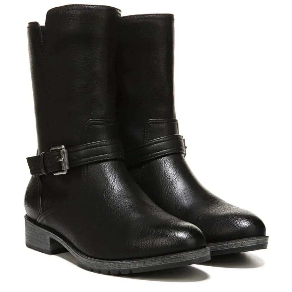 NATURALIZER GLORIAH WOMENS FAUX LEATHER BLOCK HEEL MID-CALF BOOTS (WIDE)